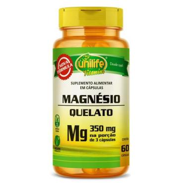 Imagem de Magnésio quelato bisglicinato de magnesio 60 caps unilife 