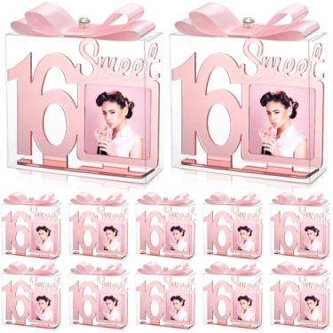 Imagem de Geelin Conjunto de 12 lembrancinhas de festa de 16 para convidadas, kit de moldura de acrílico ouro rosa, 16, decorações de festa de feliz aniversário para convidadas, meninas, presentes de