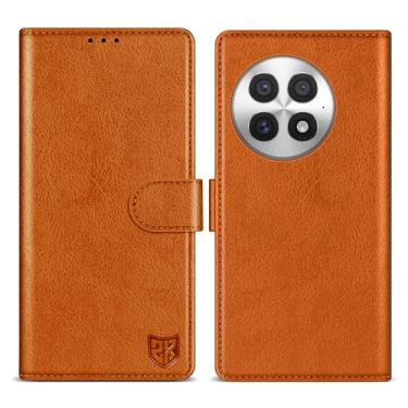 Imagem de ZZXX Capa carteira para OnePlus 13 com [bloqueio RFID] com compartimento para cartão, fecho magnético, capa protetora de couro dobrável para OnePlus 13 (marrom-6,8 polegadas)