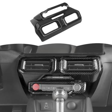 Imagem de RT-TCZ Acessórios interiores do painel da tampa da saída do ar condicionado do console central para Ford Mustang 2024 2025 (fibra de carbono preta)