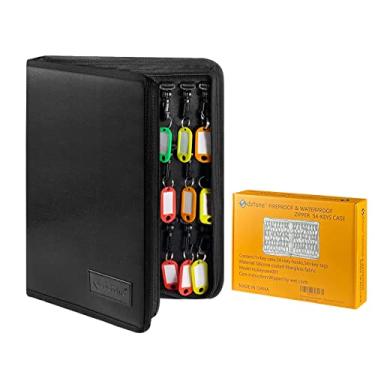 Imagem de Sdstone Capa portátil com zíper, organizador de chaves à prova de fogo e à prova d'água com 54 ganchos e etiquetas, fichário portátil, armazenamento de chaves para vendas de imóveis, executivos de