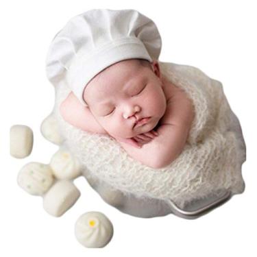 Imagem de Adereços de fotografia de bebês bonitos da moda, chapéu de chefe de Natal, acessórios para sessão de fotos, roupas para recém-nascidos para meninos e meninas, fantasia de sessão de fotos, Branco e