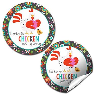 Imagem de Etiquetas adesivas de festa de aniversário com tema de galinha legal, 40 adesivos de círculo de festa de 5 cm da Amanda Creation, ótimo para lembrancinhas de festa, selos de envelope e sacolas de