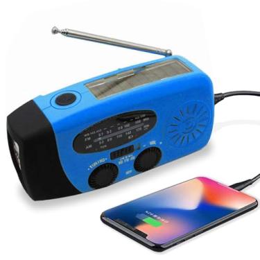 Imagem de Kit de manivela para rádio meteorológico solar de emergência atualizado com manivela autoalimentada AM/FM/WB NOAA Rádios de sobrevivência Lanterna LED 2000 mAh Power Bank para iPhone Smart Phone