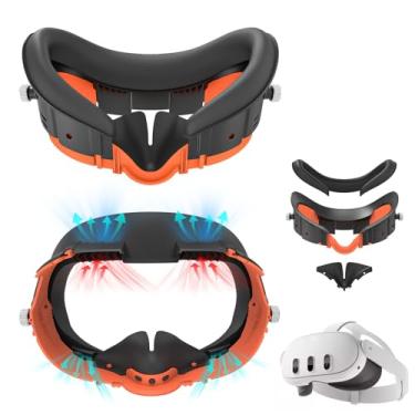 Imagem de Rechale Face Cover Pad and Facial Interface Compatible with Meta Oculus Quest 3 Accessories, Replaceable Upgraded Sweat-Proof PU Leather Pad, Air-Circulation Design Face Cover Accessorie for Quest 3