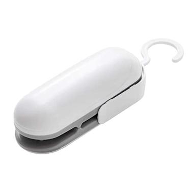 Imagem de Emoly Mini selador de saco, selador de calor portátil para aspirador de calor, vedante de revenda portátil 2 em 1 para sacos de plástico, armazenamento de alimentos, lanche, saco de selar fresco (bateria não incluída), Cinza
