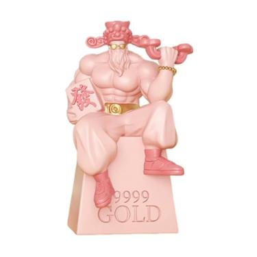 Imagem de IEUDNS God of Wealth estátua Cai Shen Sculpture Decorative Flightine Desktop Ornament for Desk Bookshelf Birthday Presente Decoração para casa, Rosa