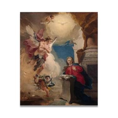 Imagem de Anunciação Giovanni Battista Tiepolo Impressão em tela – Obra-prima rococó barroca, pintura escolar de Veneza, pintura a óleo decorativa para galeria doméstica 30 x 36 cm