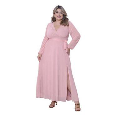 Imagem de Vestido Feminino Tule Com Manga Longa Mod Plus Size - Casual Dress, Ro