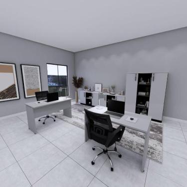 Imagem de Mesa Retangular Escritório 120cm x 60cm Pé Painel F5 Office - F5 Offic