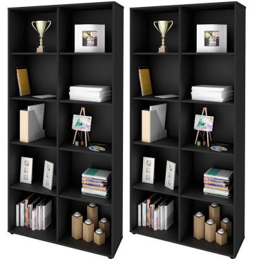Imagem de Kit 02 Estantes Multiuso 10 Nichos Clean A02 187X90 Preto