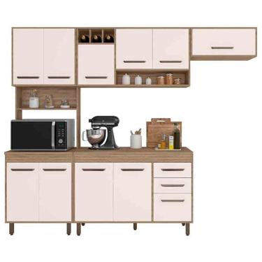 Imagem de Cozinha Compacta Barcelona 11 Portas E Adega Poliman Carvalho Oak/off White