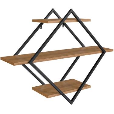 Imagem de Prateleira Nicho 62 Cm Industrial Losango P1018 Preto Mell Pp Preto Mell