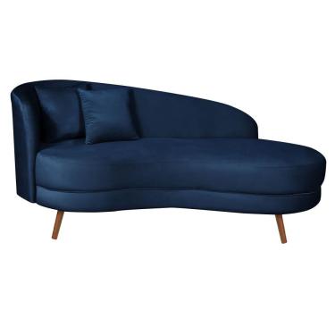 Imagem de Chaise Longue Divã Emili 160cm Shop Das Cabeceiras Azul