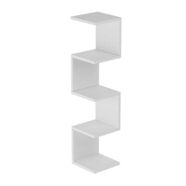 Imagem de Prateleira De Canto Lyra 4 Nichos Decorativos Branco Para Sala Quarto Livros