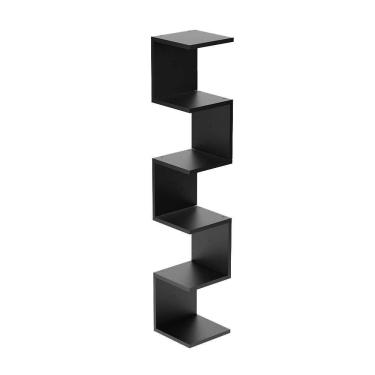 Imagem de Prateleira De Canto Lyra 5 Nichos Decorativos Preto Para Sala Quarto Livros