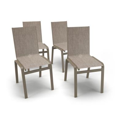 Imagem de Kit 4 Cadeiras Jantar Gourmet Alumínio Fendi Tela Mocca