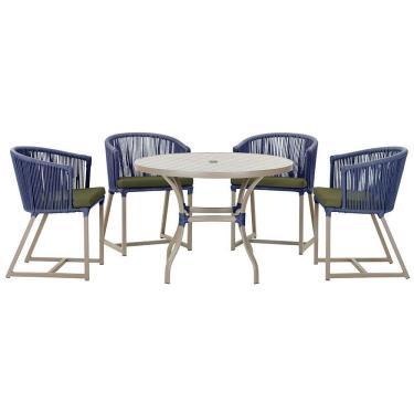 Imagem de Mesa Com 4 Cadeiras E Noronha Estofado 13 Trama Original Azul