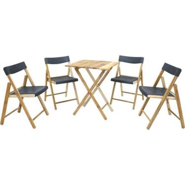 Imagem de Conjunto 5 Peças Mesa E Cadeiras Dobráveis Potenza Preto - Tramontina