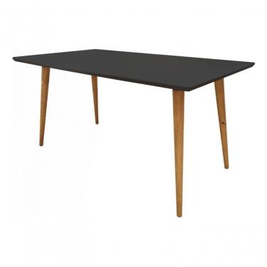 Imagem de Mesa Jantar Pés Palito Retangular Laqueada Com Vidro 100x70 Preto