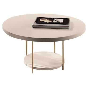 Imagem de Mesa De Centro Para Sala Redonda Tampo Mdf Pés Aço Allure B01 Off White - Lyam Decor