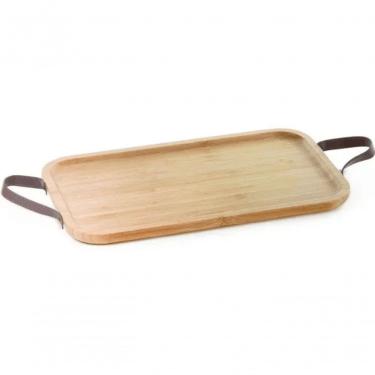 Imagem de Bandeja Com Alça Em Couro Ecokitchen Bambu 46 Cm - Mimo Style - Bm19130