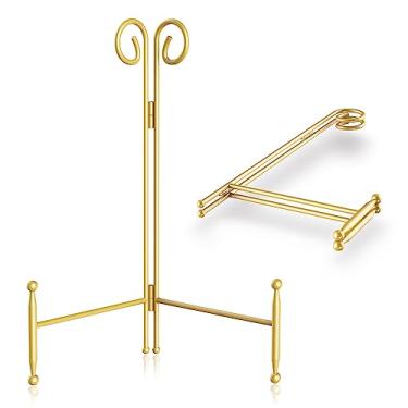 Imagem de SVENJBB Suporte Para Pratos, Decorativo De 6" Exposição, Cavalete Ferro Dourado Fotos, Livros, Porta-Retratos E Pratos (Pacote Com 2)