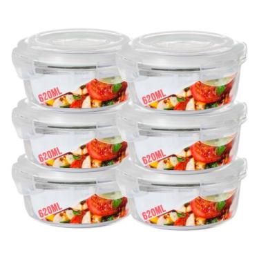 Imagem de Kit 5 Potes 620ml de Vidro Marmita Tampa Hermetico Não Vaza - QUALITY 