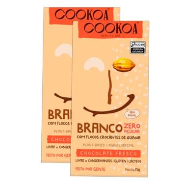 Imagem de Kit 2X: Chocolate Branco Crocante Zero Açúcar Vegano Cookoa 75g