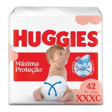 Imagem de Fralda Descartável Huggies Máxima Proteção Tamanho XXXL 42 unidades – Fralda aberta com tecnologia Xtra-Flex, canais em X que se adaptam aos movimentos e máxima proteção sem fralda caída