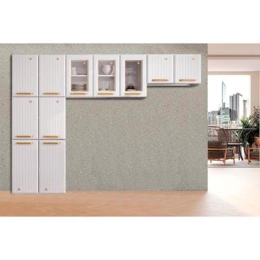 Imagem de Cozinha Completa Diamante Smart Aço 3 Peças (2Aéreos+1Paneleiro) CZ25 Branco - Telasul