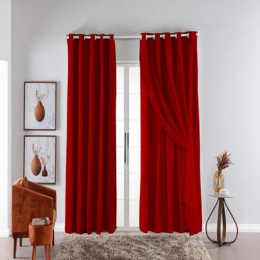 Imagem de Cortina Com Blackout PVC Com Tecido 4.00 Metros 4.20 M X 2.50 M (vermelho)