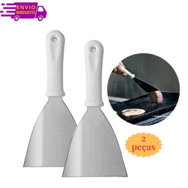 Imagem de Kit 2 Espátula Reta 4" para Lanches Hamburguer Chapa Lanchonete Padari