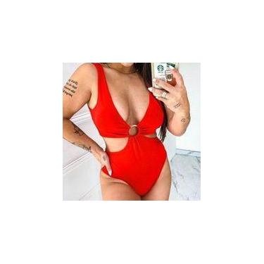 Imagem de Body feminino argola na frente tecido suplex com bojo recorte - Filó M