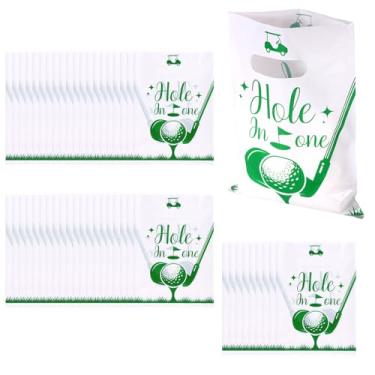 Imagem de 50 peças de sacolas de lembrancinhas de festa de golfe, sacolas de presente para lanche de doces de golfe para aniversários, jogos, eventos esportivos, decoração de festa temática, suprimentos