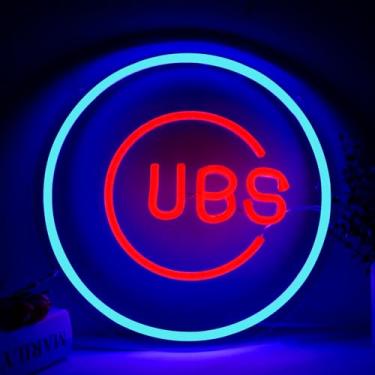 Imagem de Balanar Cubs Neon Sign Baseball Para Decoração De Parede De Clube Esportivo Beisebol Led Sign Neon Light Para Caverna Do Homem Decoração De Garagem Neon Vermelho Sign Para Bar, Dormitório, Decoração D