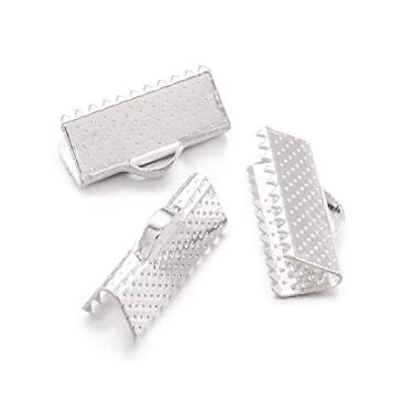 Imagem de Artesanato de fita texturizada crimpagem extremidades prendedores de cabo conectores para fazer joias faça você mesmo, Mixed Colors, Ribbon End, 16x8mm, 1