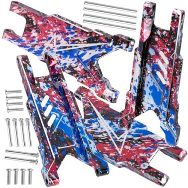 Imagem de BRCatWPark Suspensão de alumínio RC A-Arms Upgrades peça para 1/10 Slash Rustler Stampede 4X4 VXL BL-2s, Hoss 4WD VXL, XO-1, braços de suspensão RC dianteiros traseiros de liga hops up, colorido