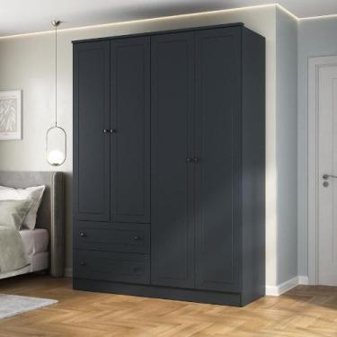 Imagem de Guarda Roupa Solteiro 160cm c/ 4 Portas e 2 Gavetas 100% MDF - Mambel 