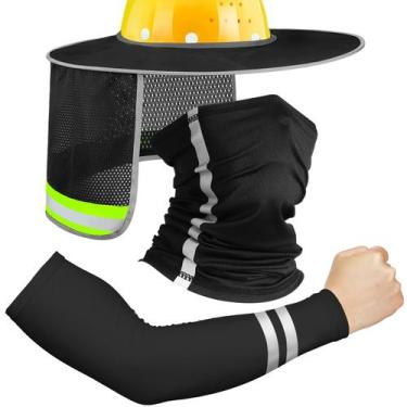 Imagem de Hard Hat Sun Hard Hat de alta visibilidade com guarda-sol no pescoço -