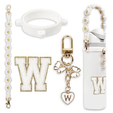 Imagem de Conjunto de pingentes de letras fofas compatível com garrafa de água Owala 680 g, 947 ml, 1,134 g, Owala Kids, copo de café Owala FreeSip – Inclui alça de alça, para acessórios Owala & Stanley Cup