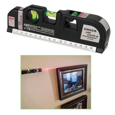 Imagem de Trena Nivel a Laser Profissional 2.5m Medidor Nivelador Prateleira Painel Parede