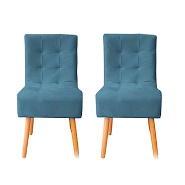 Imagem de Kit 2 Cadeiras Poltrona Sala de Jantar Penteadeira Reforçada Decorativa Liz Suede