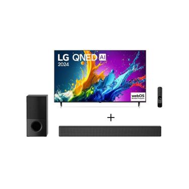 Imagem de Combo LG Smart TV QNED AI 4K QNED80 55 polegadas 2024 + Soundbar SNH5 4.1 canais 600W RMS