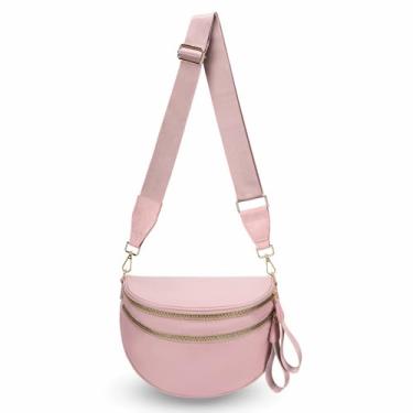 Imagem de WOOMADA Bolsa transversal quadriculada bolsa de cintura elegante, rosa