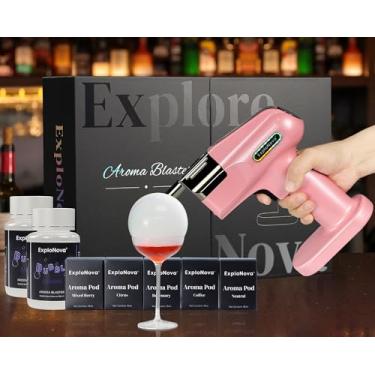 Imagem de Pistola de fumaça para coquetel com 5 cápsulas aromáticas de sabor (10 ml) e bolhas comestíveis (250 ml), kit para fumar e fumar, decoração de bebidas para bar para uso doméstico, presente para barman