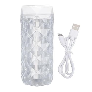 Imagem de Umidificador de ar pequeno de ar pequeno iluminação ambiental colorida Multi Faceted Prism Design Tipo C Bamas de água transparente Mini -idificador doméstico para o quarto da casa (400ml)