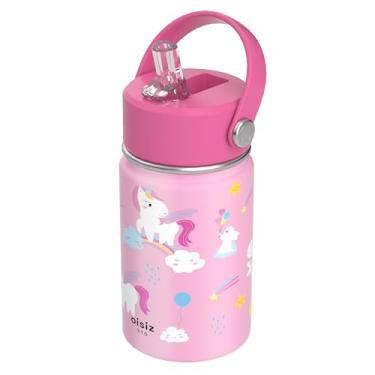 Imagem de OISIZ Garrafa de água infantil com tampa de canudo 283 g, garrafas de água de aço inoxidável 316 isoladas a vácuo para crianças para escola, garrafa de água à prova de vazamento, livre de BPA e manter
