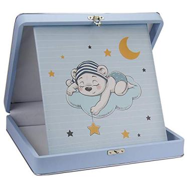 Imagem de Álbum de Fotos 24x30 Bebê Urso Baby Dream p/ 100 Fotografias c/Maleta Azul