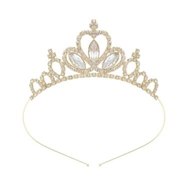 Imagem de Yheahin Tiara de cristal brilhante de princesa e coroa de strass cruzada, aniversário de noiva, acessórios de cabelo para meninas, crianças e mulheres, Standard size, Liga metálica, Cristal